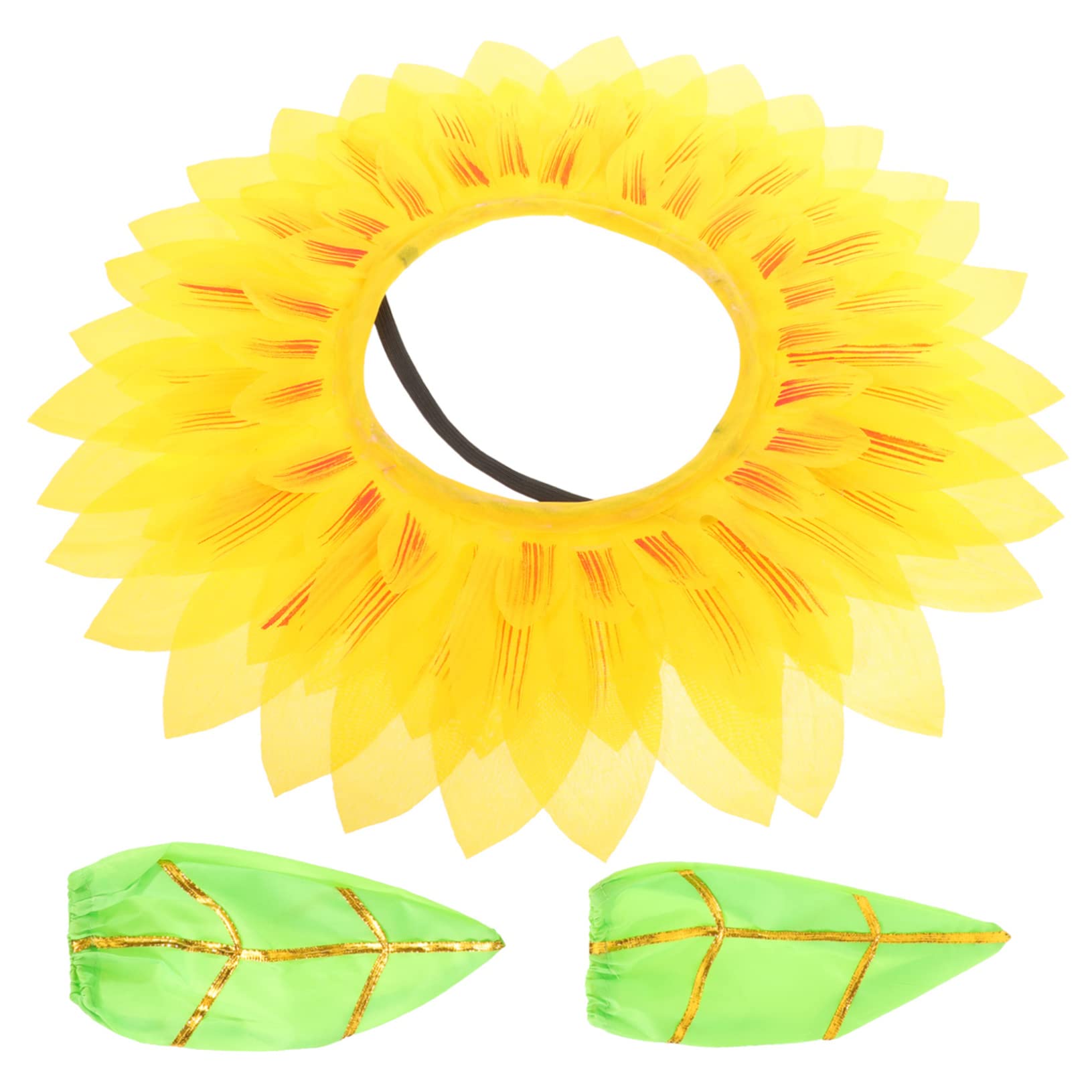 DOITOOL 2juegos Diadema De Flores De Girasol Divertida Para Disfraces y Fiestas Accesorios De Carnaval Para Mascotas Guantes Para Halloween y Bodas