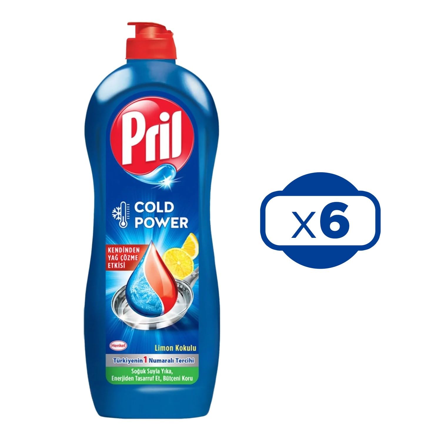 Pril Cold Power Sıvı Bulaşık Deterjanı, 675 ml, 6'lı Paket