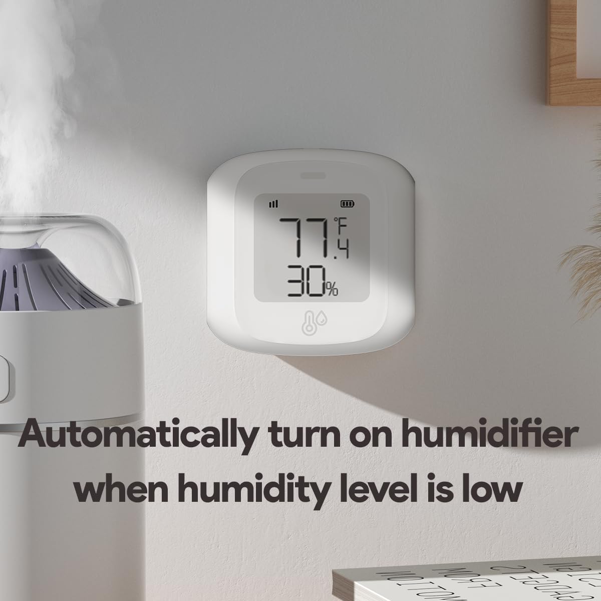 Haozee Wifi Temperatur- und Feuchtigkeitssensor,Indoor Hygrometer Thermometer mit LCD-Display,Unterstützung APP Remote Monitor,Flexible Installation