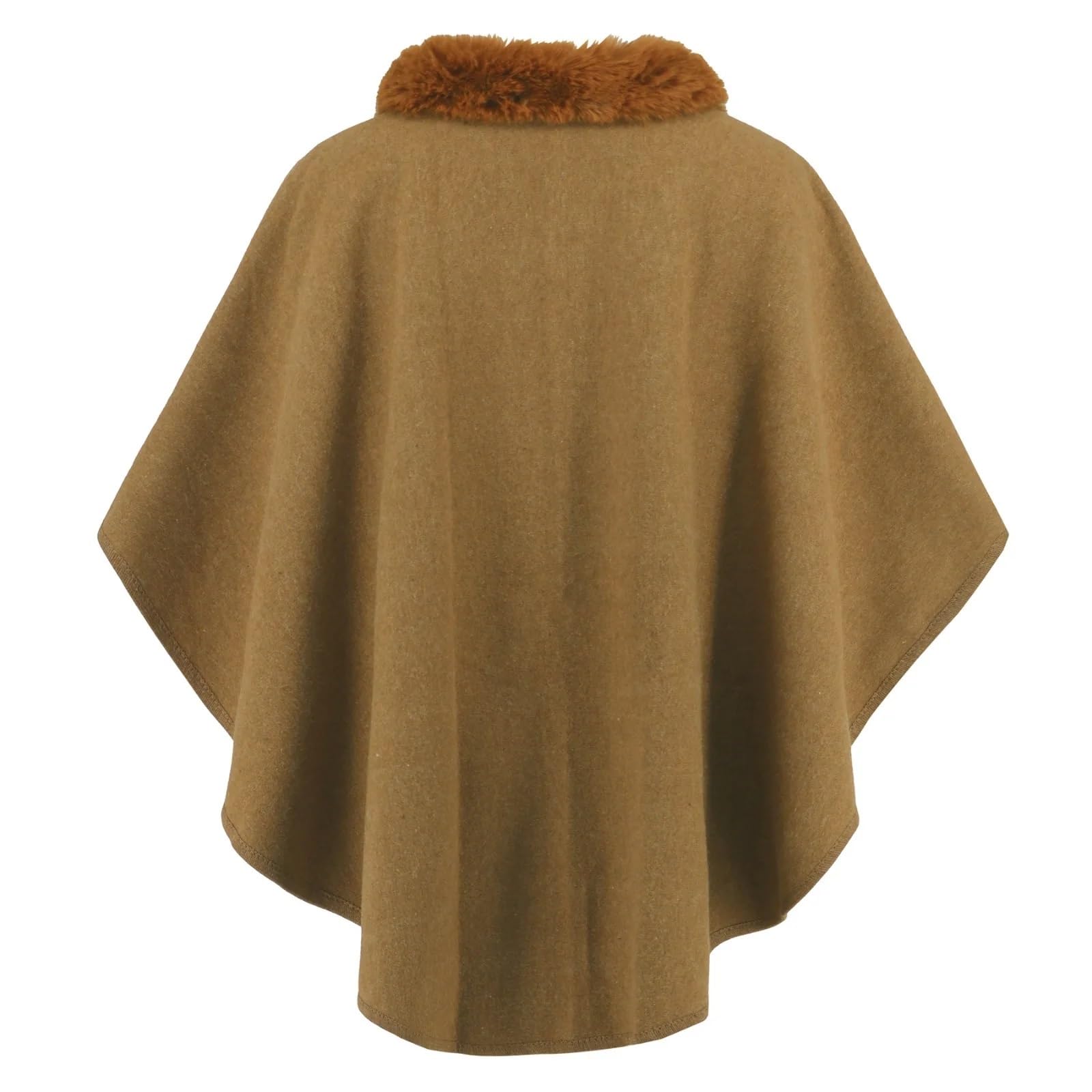 Poncho Mujer Poncho de Cuello de Piel sintética for Mujer, Elegante cárdigan, Chal de Punto, cálido for Invierno, Talla única(Khaki)
