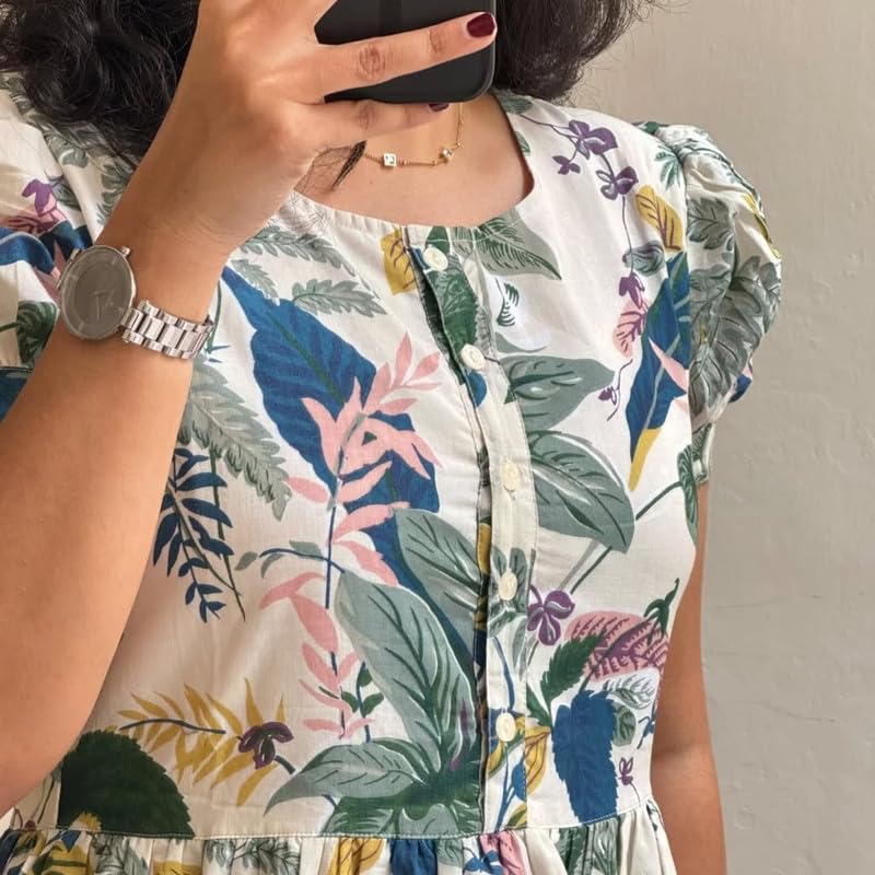 Image of Floral Midi Dress for Women - Summer Boho Dress, Lightweight & Breathable, Elegant Floral Print, Casual & Vacation Outfit, Comfortable Flowy Dress for Women