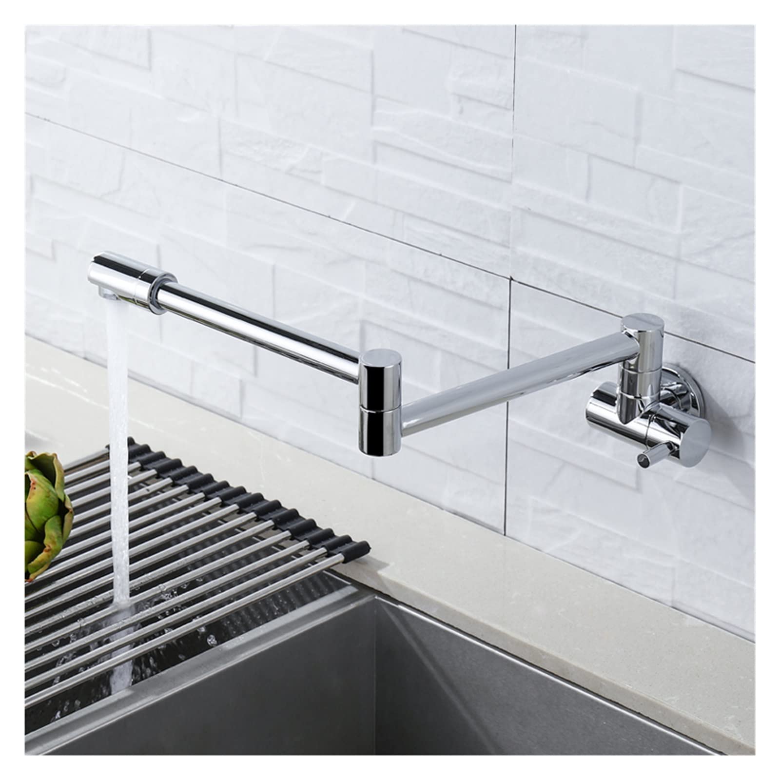 Grifo para llenado de ollas, Rellena de latón sólido Toque Montaje de pared grifo de cocina de un solo agujero de un solo agujero de un solo agujero cromado níquel negro giratorio rojo pliegue plegabl