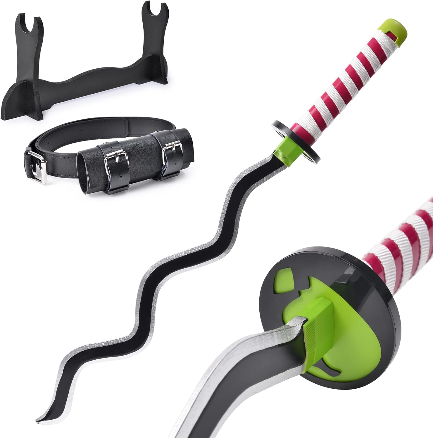 demon slayer sword for kids 31inch - bamboo blade with belt and sword stand - anime sword original texture?demon slayer katana for cosplay purpose?various styles available obanai iguro 31 -inch