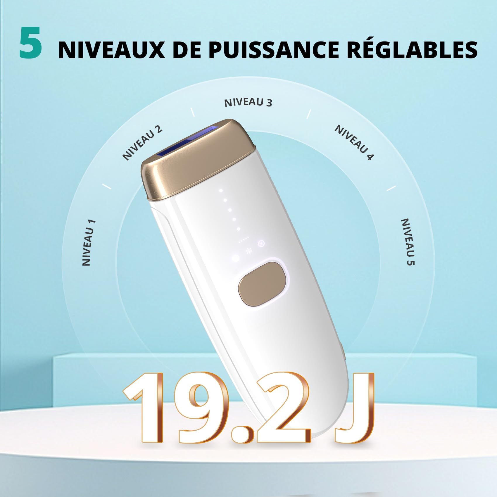 Epilateur Lumiere Pulsee avec Refroidissement, 10 °C et large tension 100 V-240 V, Épilation Laser Définitive, et Indolore pour Visage, Corps, Maillot, Aisselles, Camping Car, Voyages Internationaux