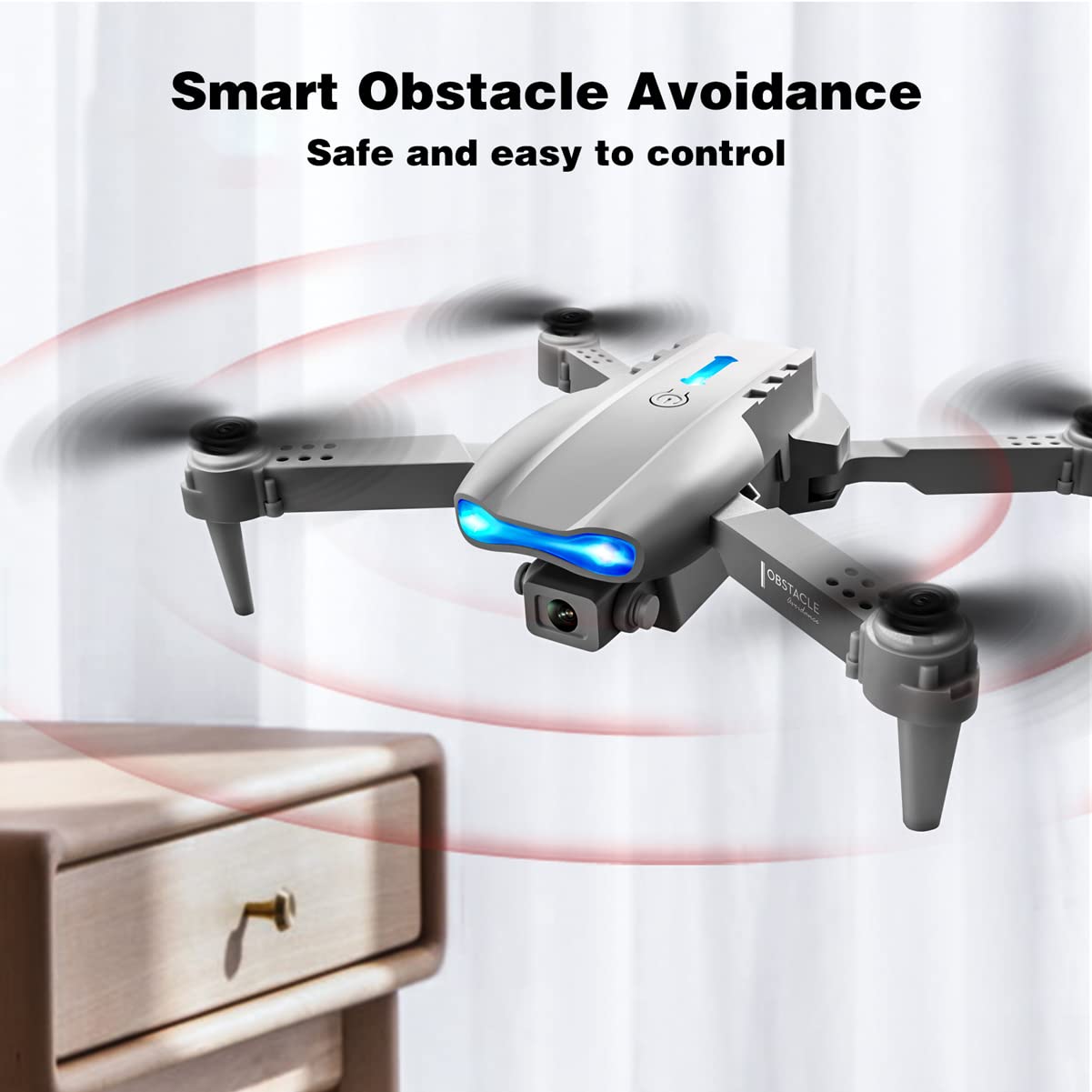 Droni RC Pieghevoli con videocamera HD per Adulti, Mini Drone RC con videocamera, evitamento Ostacoli su Tre Lati, modalità Senza Testa, commutazione Doppia videocamera 4k, sensore di gravit