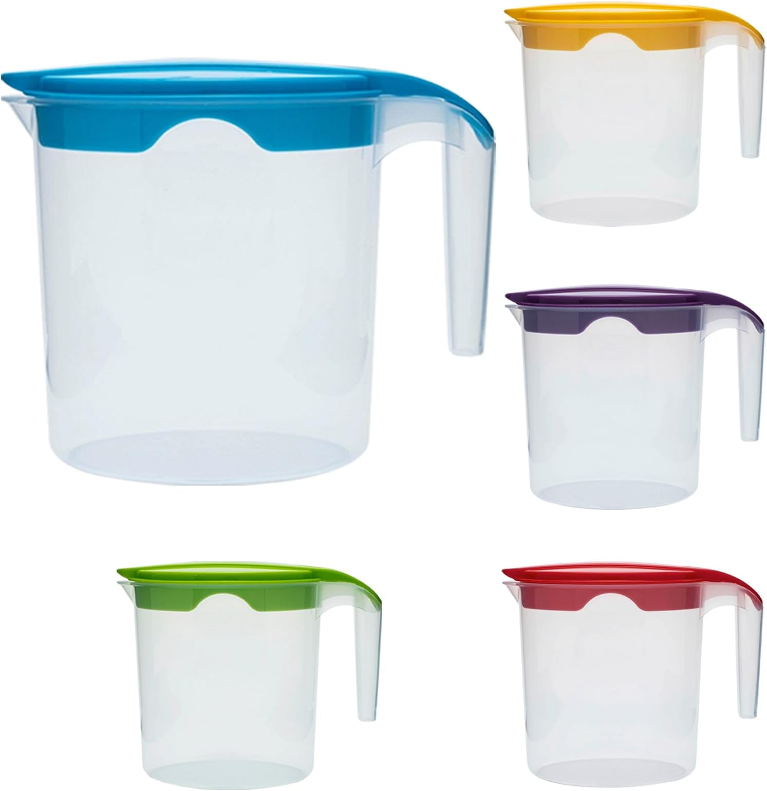 1 Liter Plastic Water Fruit Juices Jug Milk with Lid and Easy in Pouring (Blue, 4)
