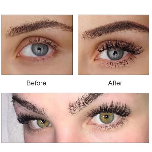 Miniatura 5 de Eshow - Extensiones de pestañas de 0.003 in, rizo C 8-14 bandeja de mezcla de 12 filas desde las pestañas mate con forma de abanico, pestañas