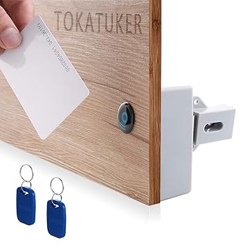 Tokatuker RFID Electronic Cabinet Lock Hidden DIY for Drawer Cabinet, Polished Finish, Black