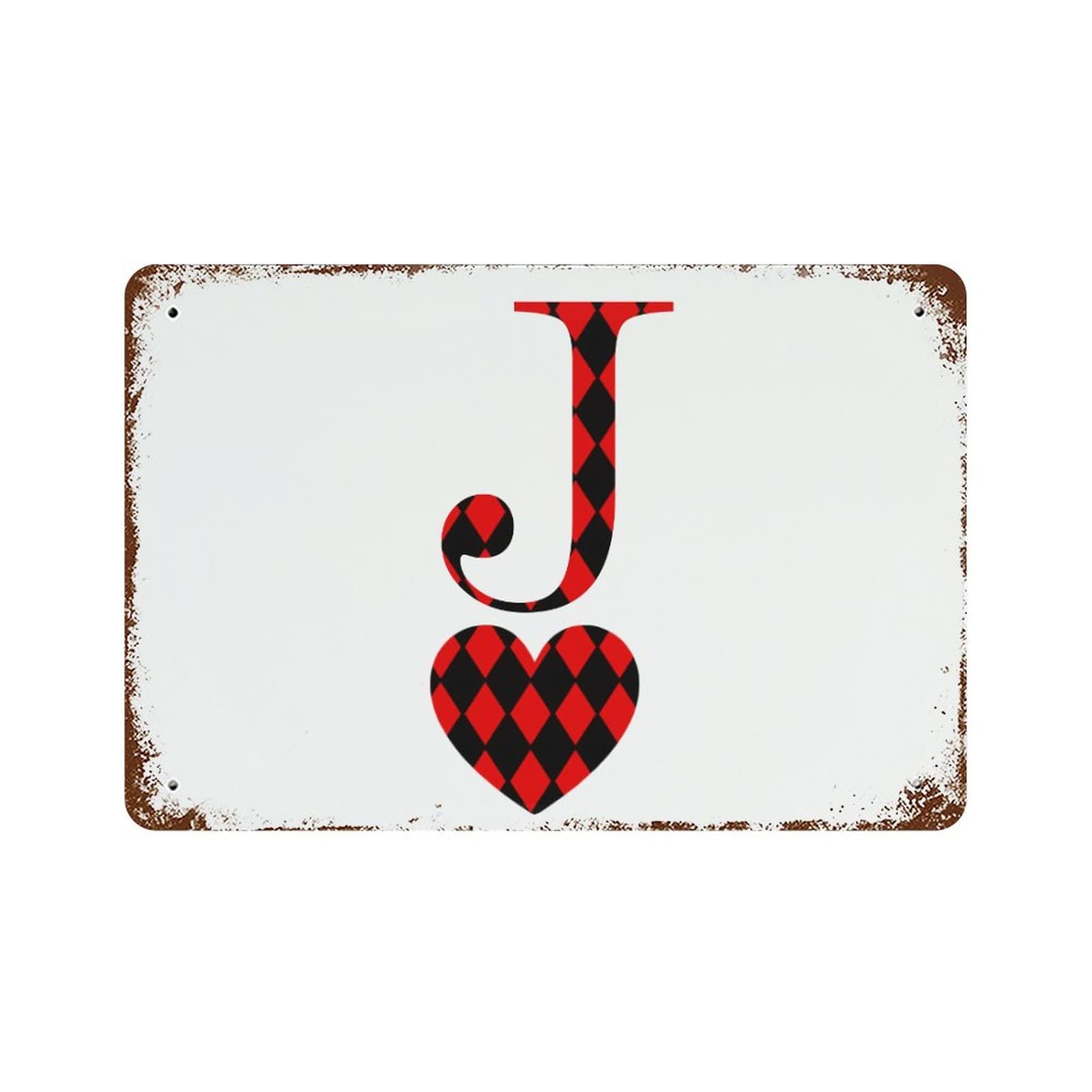 Cadeau de mariage romantique : plaque métal lettre J rétro