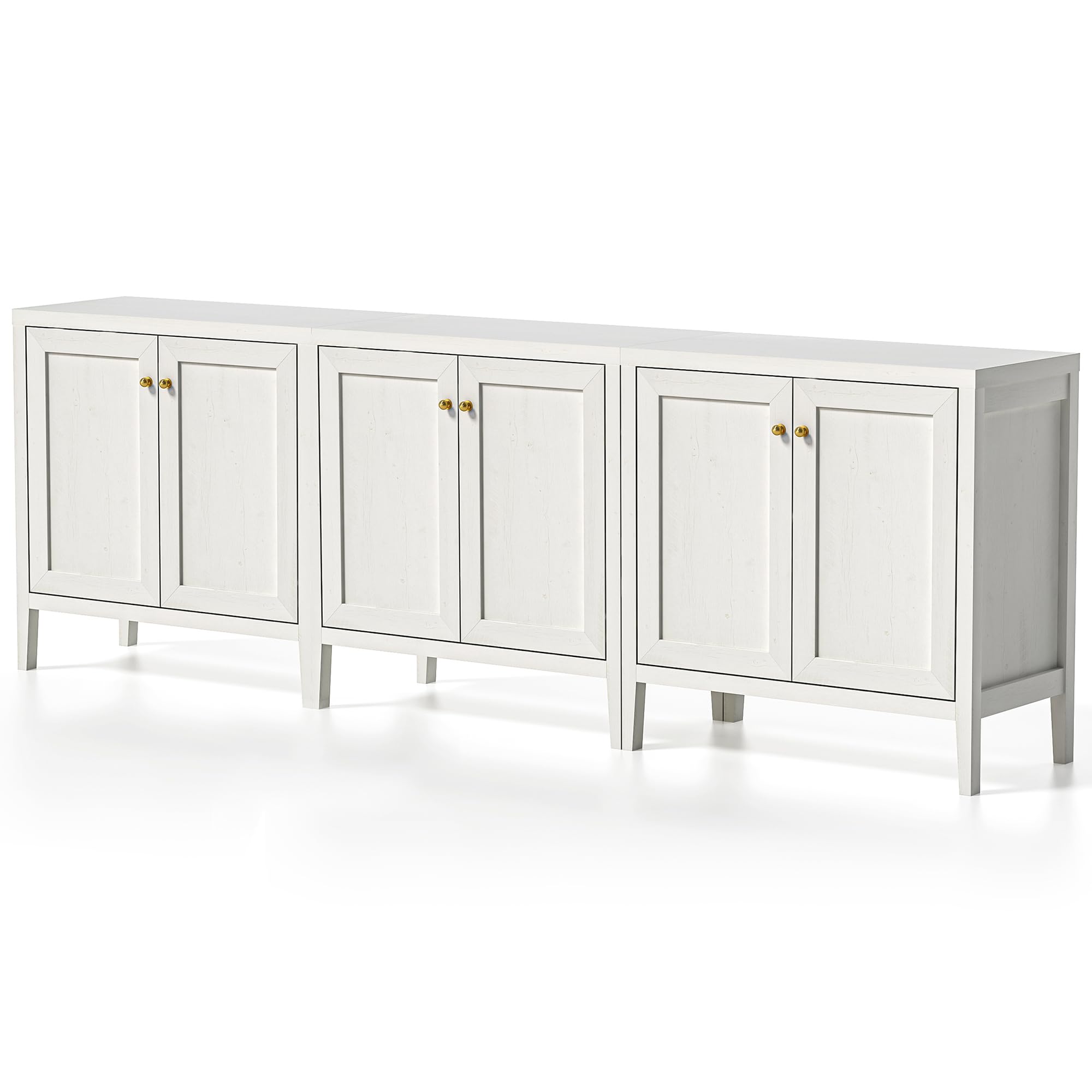 EYYTHUNG Sideboard Buffet Cabinets Set of 3 with Adjusable Shelves, Farmhouse Storage Cabinet, Credenza, Accent Cabinet, Kitchen Coffee Bar Console