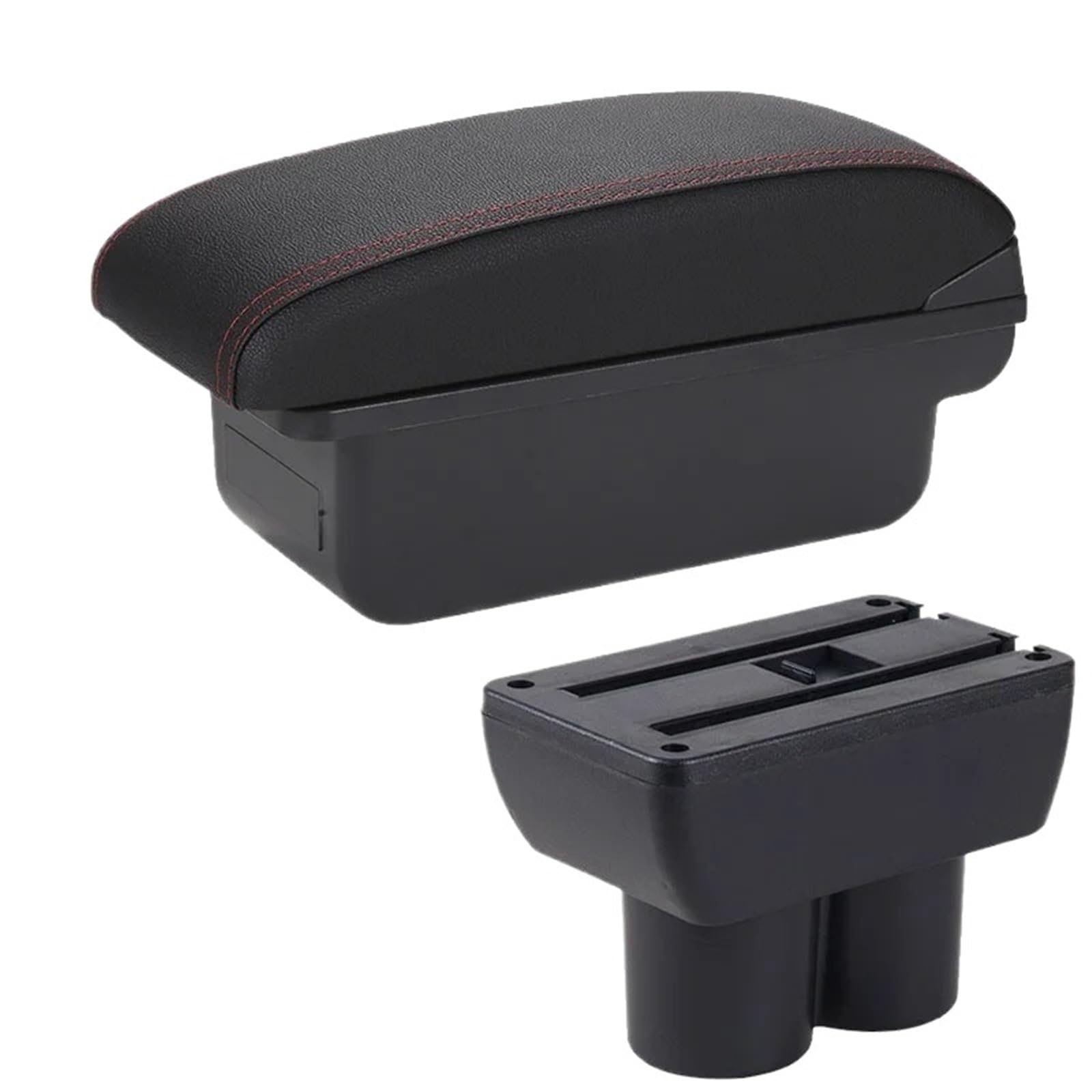 NOKRGQW Car Armrest Box For Suzuki For Jimny JB23 JB43 1999-2017 Car Armrest Retrofit Parts Storage Box Accessorie(C1 Black red NO USB)