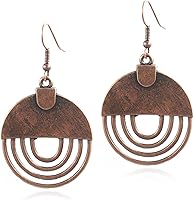 ANDPAI Handmade Bohemian Tribal Spiral Hoop Earrings - Vintage Gold Silver Geometry Dangle Drops for Women