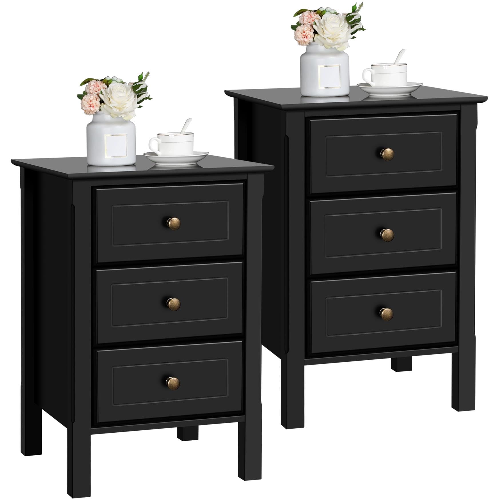 Photo 1 of ****CHECKED 7/10 - AS IS/NO RETURNS - SALE FINAL - FOR PARTS ONLY****
Yaheetech Nightstand Set of 2,Wooden 3-Drawer Bedside Table with Solid Wood Legs, Bedside Cabinet Cupboard Storage Organizer for Bedroom Home Office Small Space, Easy Assembly, Black