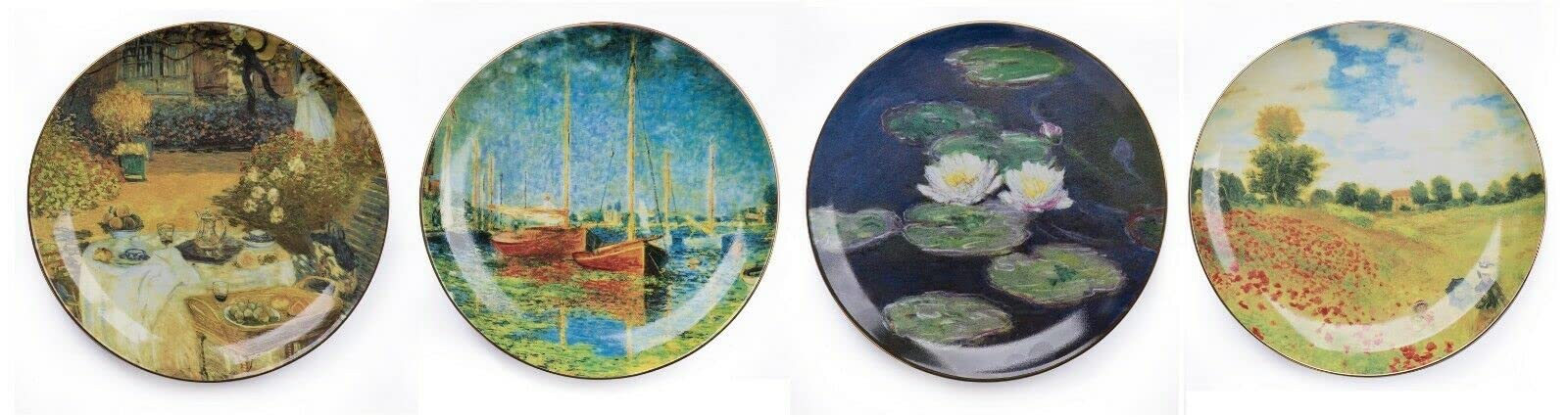 Waterside Fine China Multicolor 4 Piece Claude Monet Design Plates