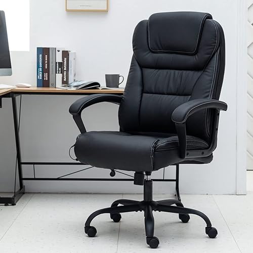 Silla de oficina grande y alta silla de oficina ejecutiva de respaldo alto de 500 libras con soporte lumbar de masaje silla ergonómica de piel para