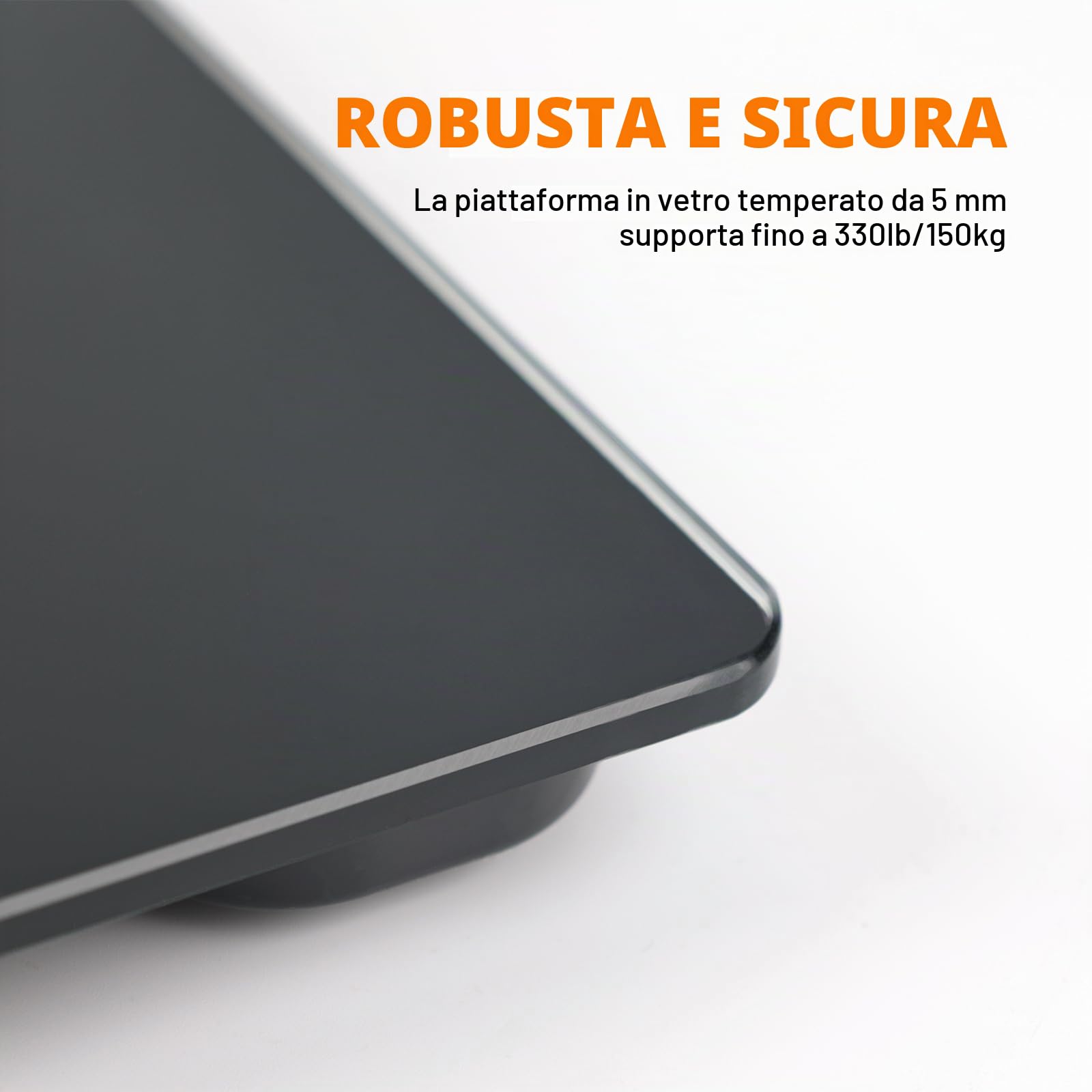 GRIFEMA GA2001-1 Bilancia Pesa Persone con Display LCD, Bilancia da Bagno con Design Moderno, Max 150 kg Precisione 50 g, Facile da Leggere, 26x26 cm, Nero