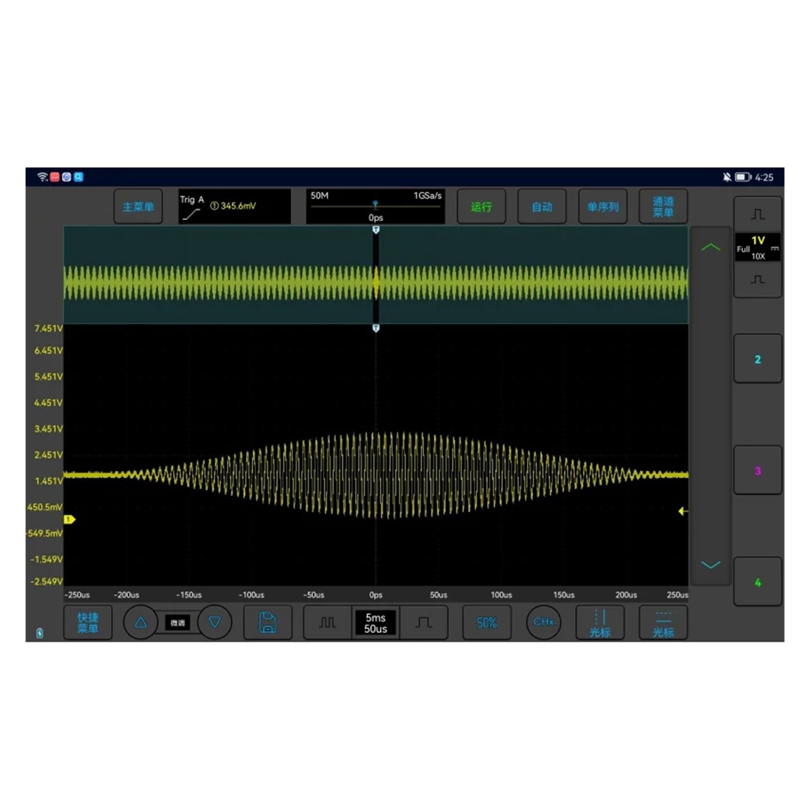 Oscilloscope Favorableness VTO2004 200MH/z Bandwidth, 4 Channels, 1GSa/s Sampling Rate, And 50Mpts Memory