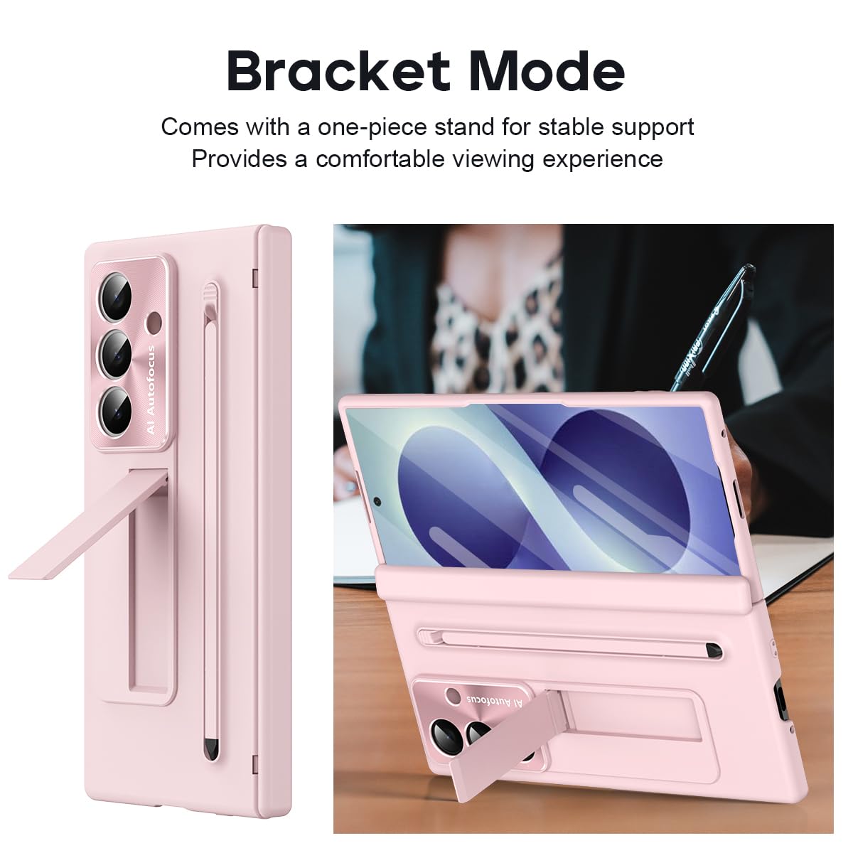 BRAND SET Etui do Samsung Galaxy Z Fold8 Ultra ze zintegrowaną osłoną ekranu, uchwytem, gniazdem na długopis, ochroną zawiasów, odporną na wstrząsy PC, różowy