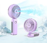 CIVPOWER Portable Misting Fan Handheld: Foldable 4000mAh Rechargeable, 3 Speeds, 20ml Mist Spray, 5-14H Battery - Travel Essential (Purple)