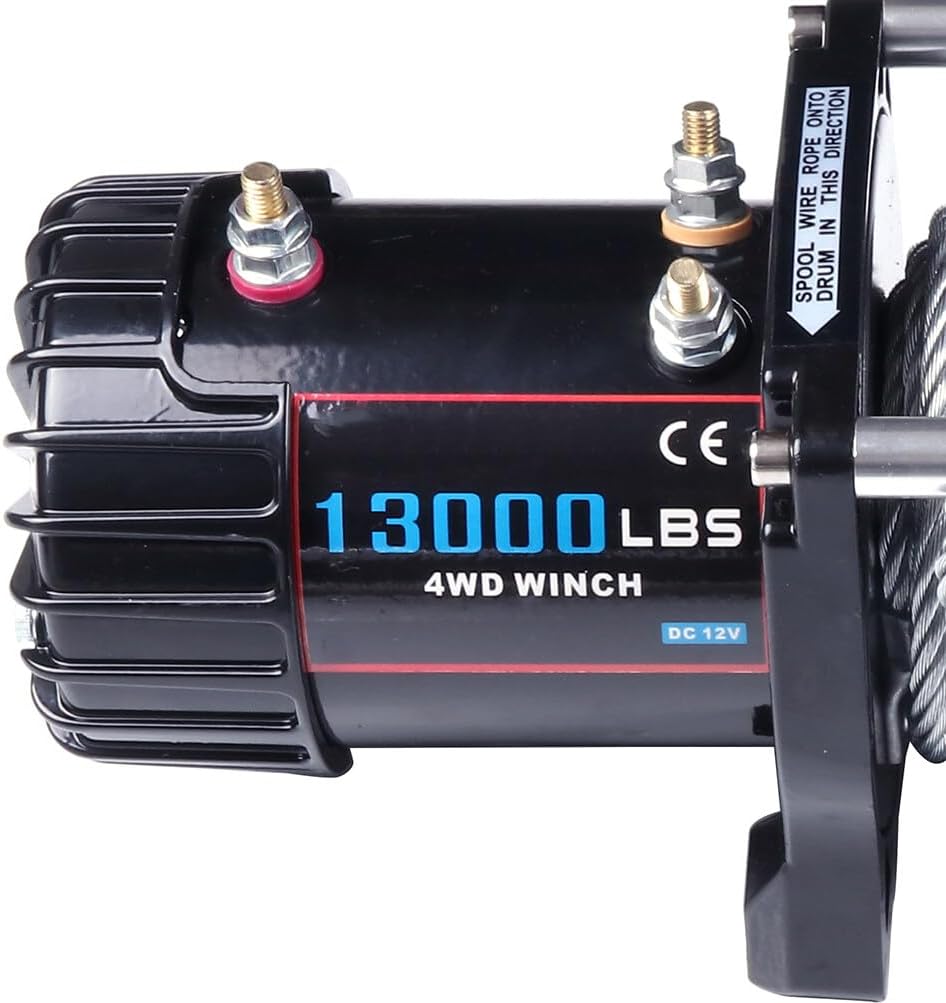 CCIYU Durable 13000LBS Electric Winch 12V Steel Cable Off Road For Jeep Truck Towing Trailer with Waterproof Soft Winch Cover