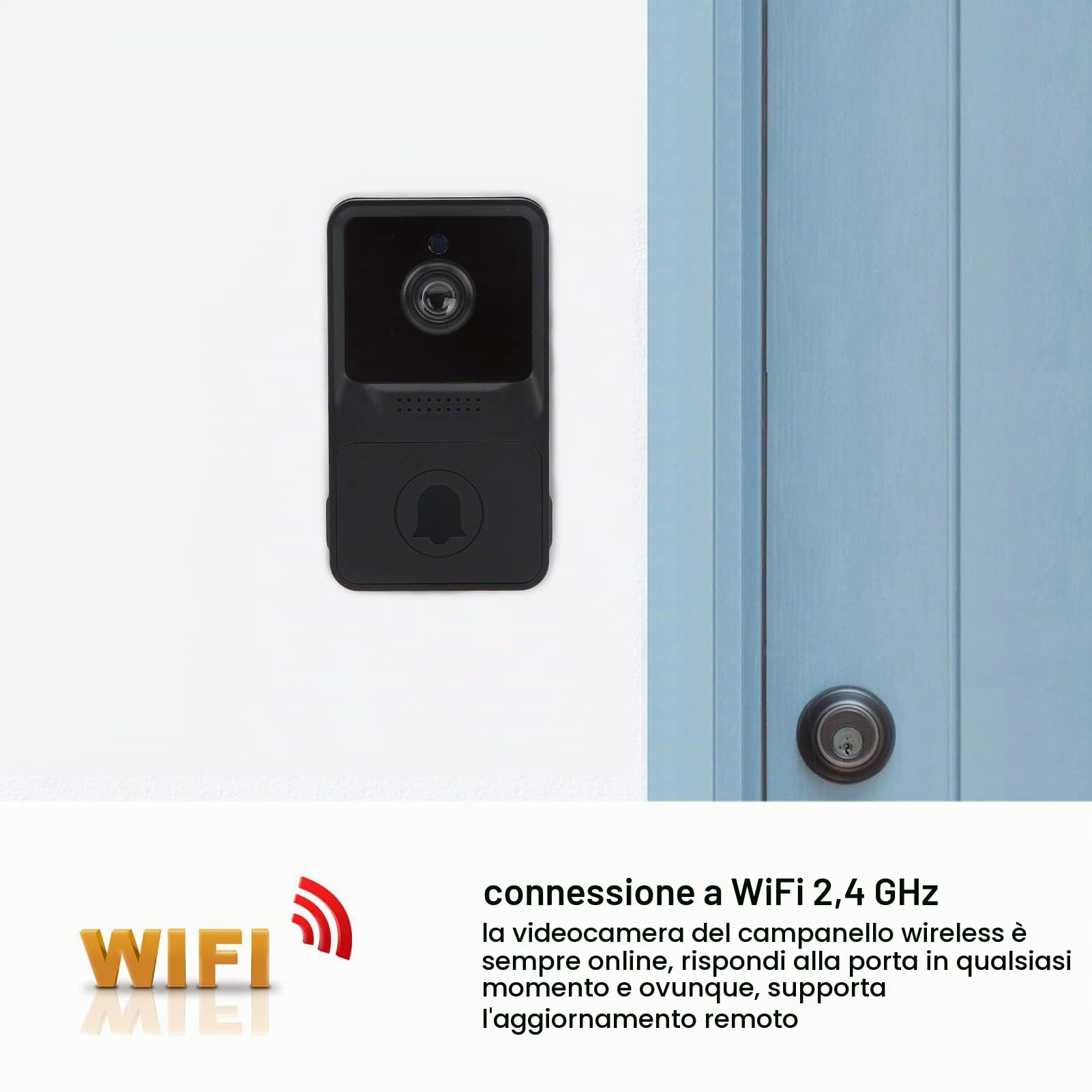 Videocitofono WiFi 2,4 Ghz, campanello wireless, campanello audio bidirezionale con videocamera Campanello intelligente con batteria 1000 mAh compatibile con IOS Android