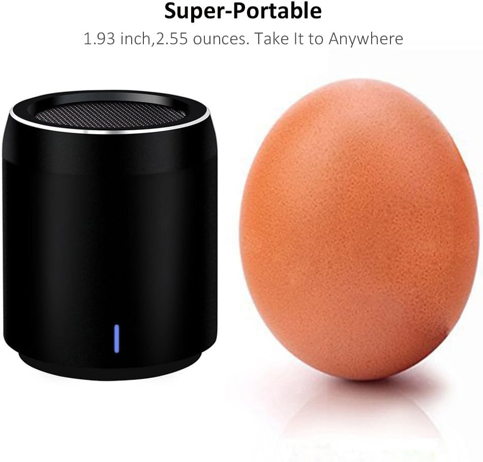 Egg-sized Outdoor Bluetooth Speakers Mini Portable with Travel Bag,Comes CSR4.0 MIC. AUX for iPhone Smartphone and Tablets,Tiny Cute Wireless Box for Shower,Kitchen,Yard and Tour,Black