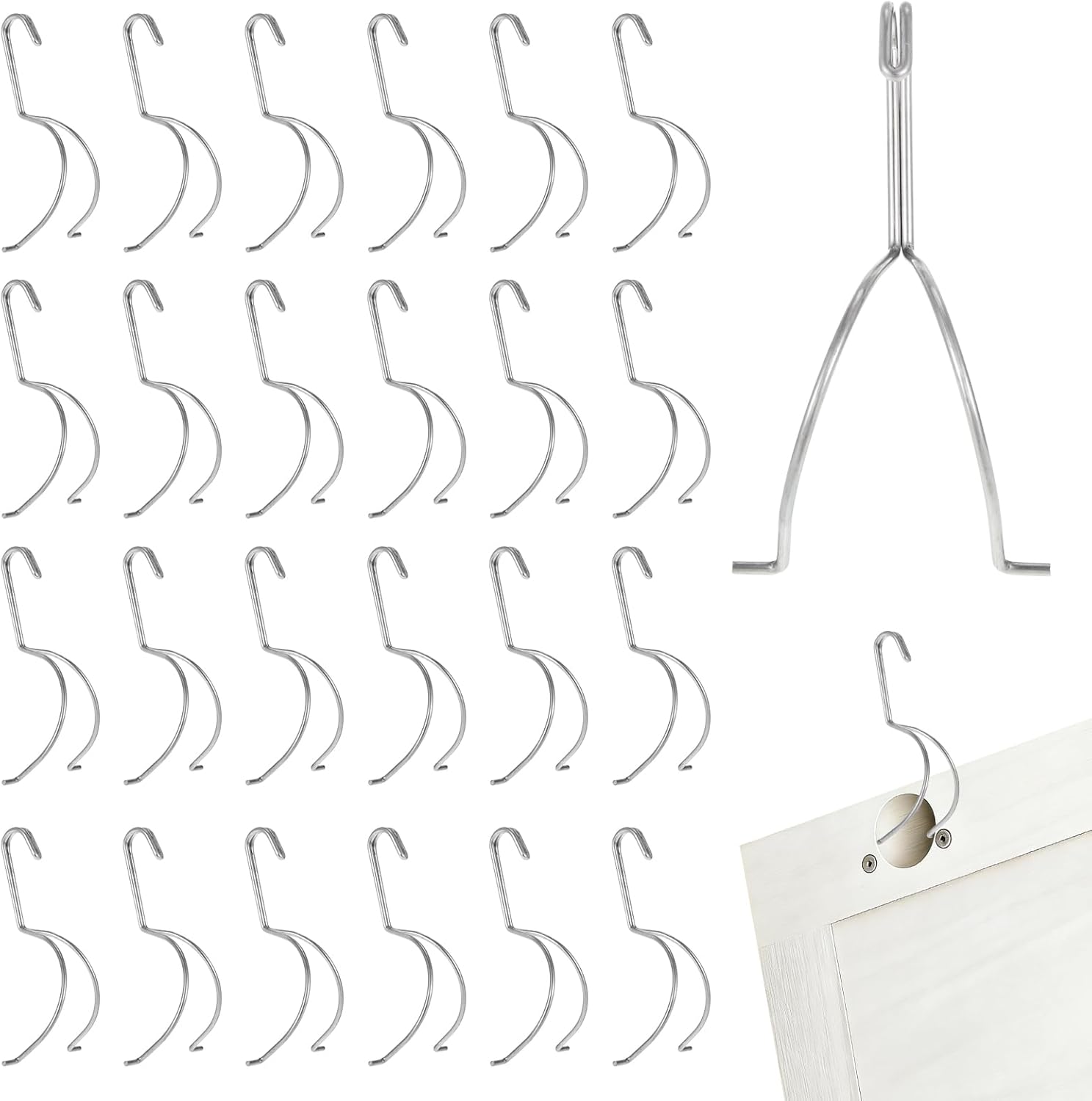 25 Pack Cabinet Door Painting Hangers Stainless Steel No-Drill Metal Painting Hanging Hooks Cabinet Door Brackets Easy to Apply Spray Drying Rack Clips for Wood Working Tools Accessories