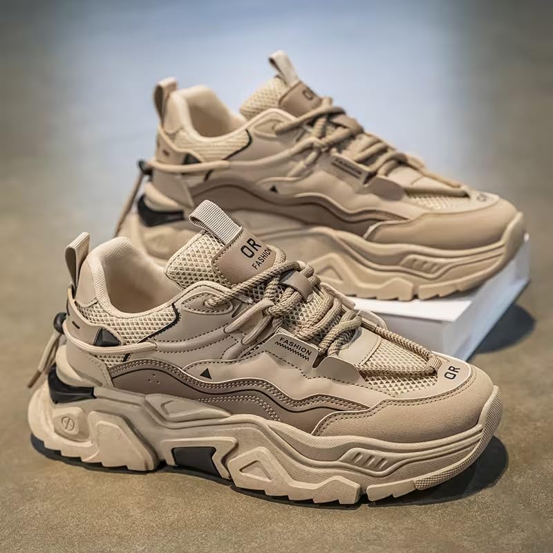 Image of Cruiser Men's Chunky Sneakers| Streetwear Fashion Shoes| Trendy & Stylish Lace Up Casual Sneakers | Durable Lightweight Comfortable Sports Running Walking Shoes, Cushioned Thick Insole Sneakers(2659)