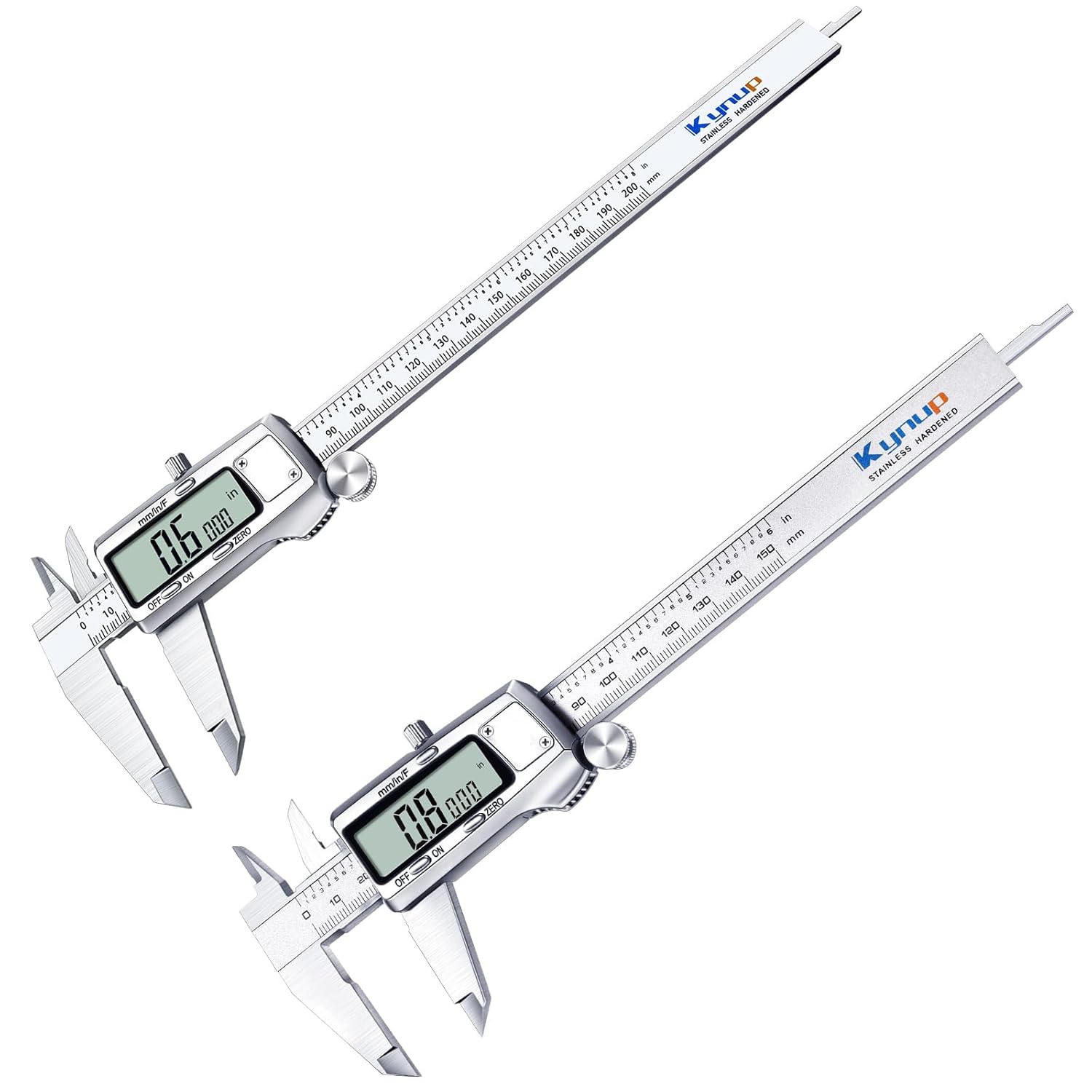 Kynup Digital Caliper 0-8 inch, Caliper Measuring Tool with Large LCD Screen, Stainless Steel, Full Turn Off,Switch from Inch Metric Fraction, Micrometer Caliper Digital for Household, DIY