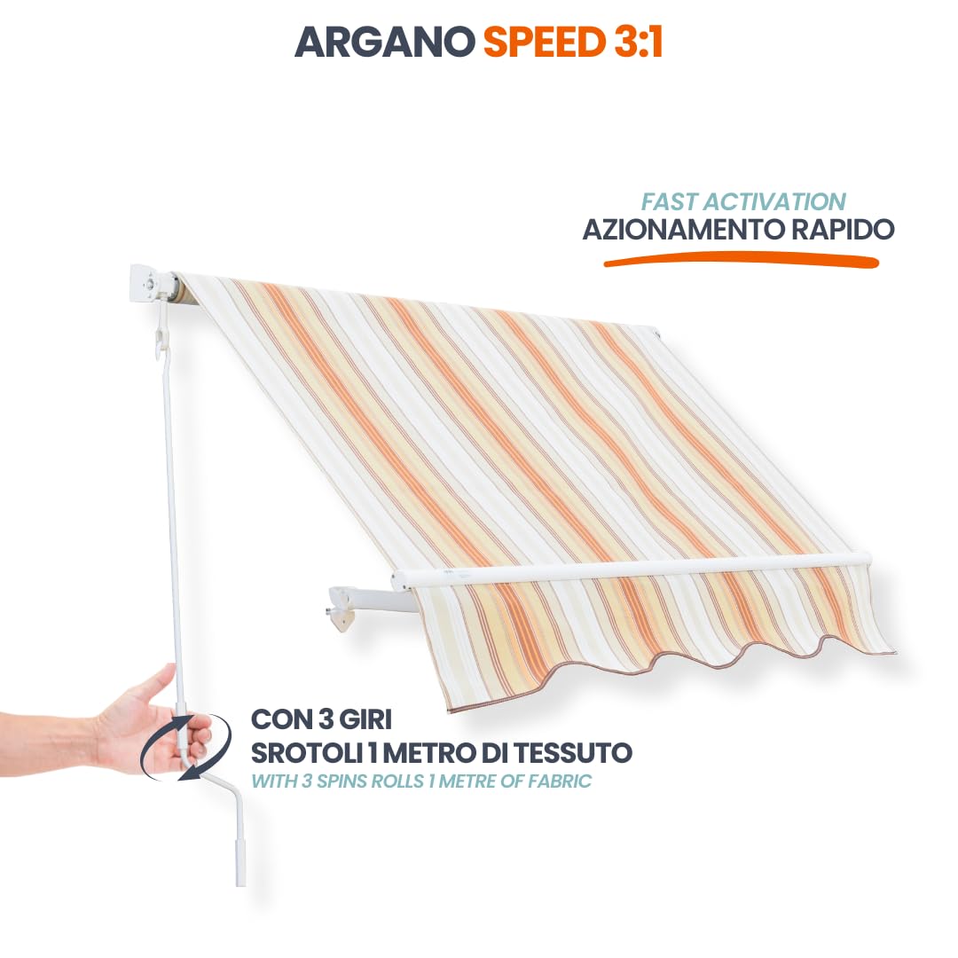 Argano Per Tende Da Sole SPEED Bianco - Rapporto 3:1 Per Apertura Rapida | Compatibile Con Tende A Caduta - Foto 9