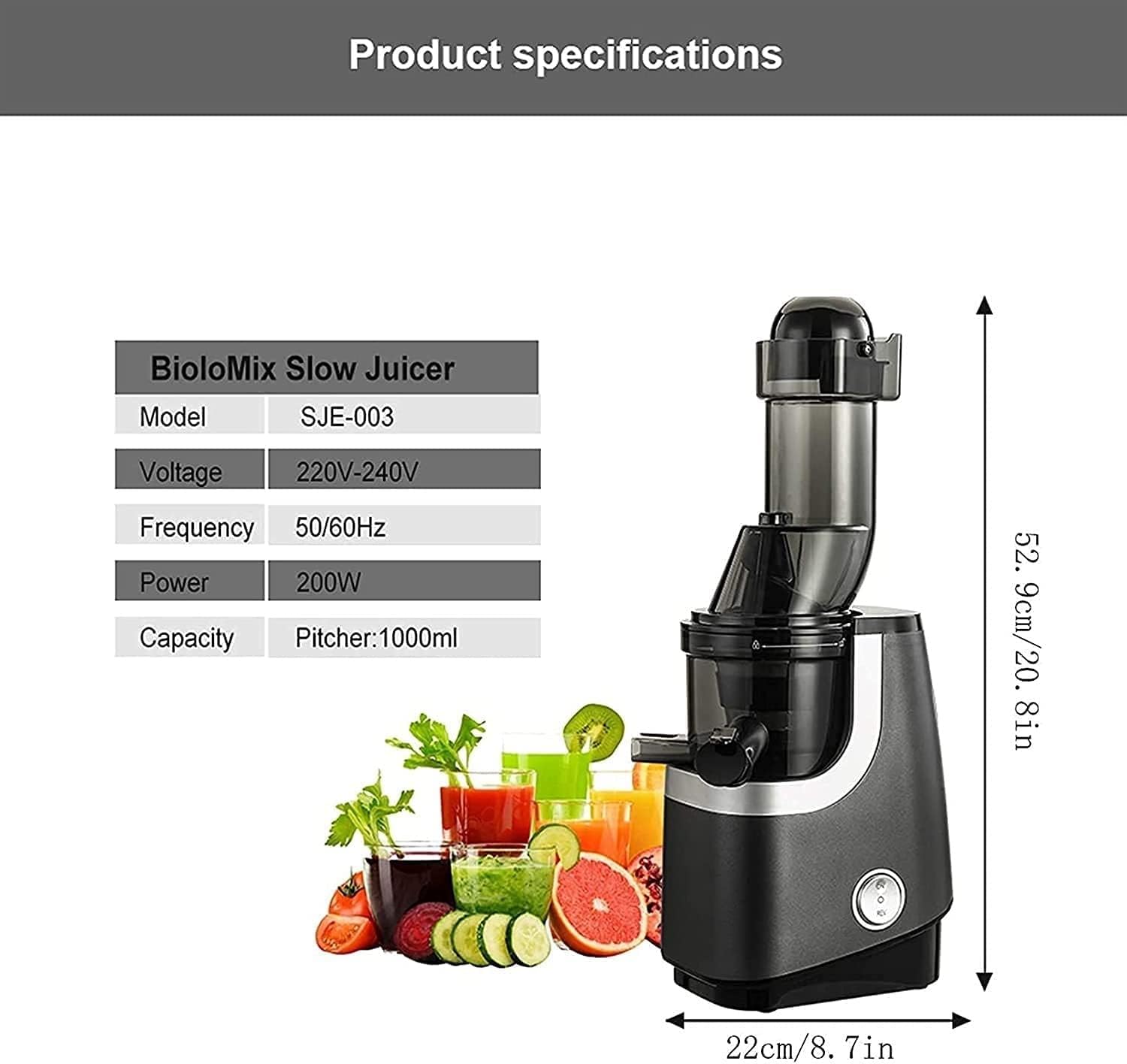 Juicer Machines Juicer Extractor Whole Fruit and Vegetables Easy to Clean with Higher Juice and Nutrition Yield Anti-Drip Function Easy Clean