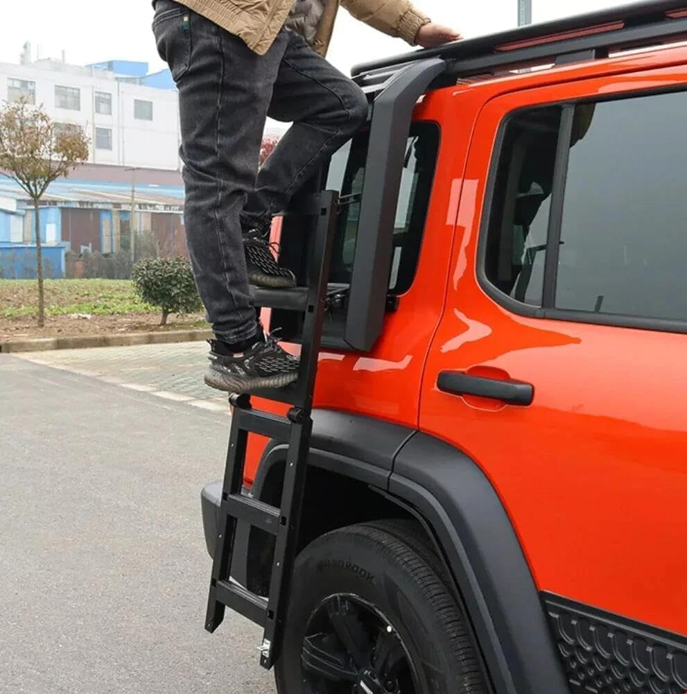 Foldable Lift Ladder Protective Frame Fits for Land Cruiser Prado 250 J250 LC250 2024 2025 Window Roof Step Ladder Black