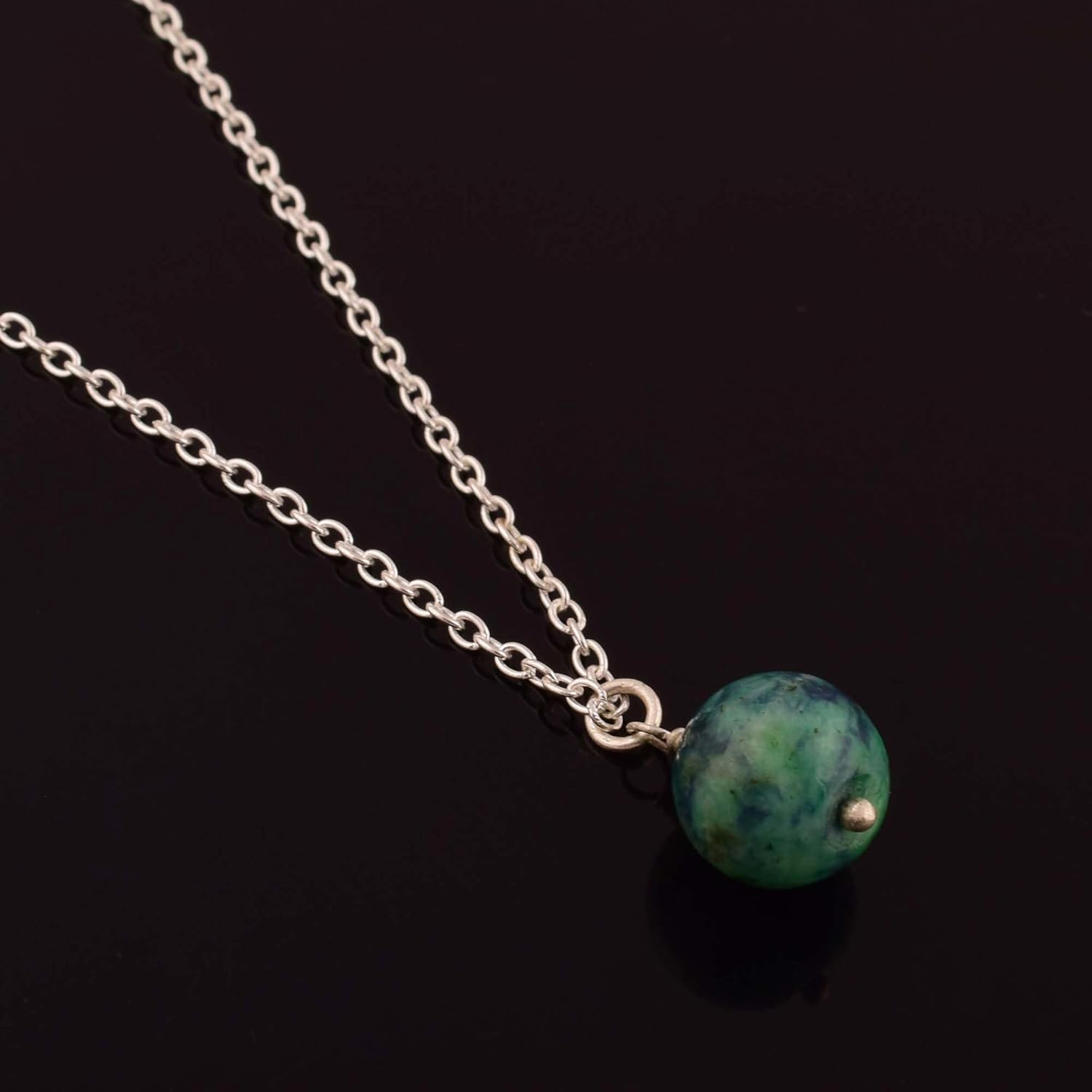 Natural Azurite Crystals Round Ball Pendant Necklace, Protection Gemstone Necklace, Birthday, Gift for Women, Gemstone Jewelry 18 inch AAA+ Quality (azurite) - Image 8