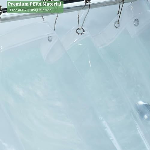 Miniatura 5 de Tonnali Forro de cortina de ducha de 72 x 78 pulgadas, forro de ducha impermeable de vinilo EVA para baño con diseño de concha 3D, forro de cortina