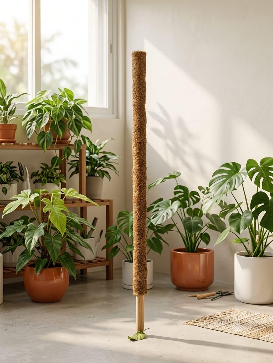Natural Coco Coir Moss Pole Plant Support Stick | Coconut Fiber Climbing Pole for Monstera, Money Plant, Pothos, Philodendron & Indoor Plants-image-24