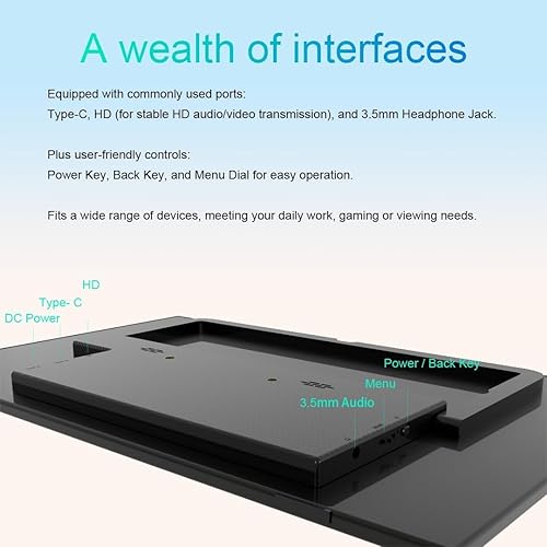 Miniatura 4 de 15.6" Portable Monitor,1080P HD USB-C HDMI Second External Monitor for Laptop,PC,Mac Phone,PS,Xbox,Swich,IPS Ultra-Thin Zero Frame Gaming