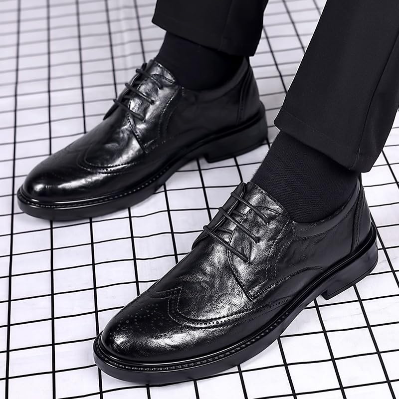 Casual Chic Lace-Up Dress Shoes Minimalist Design Men's Breathable Dress Shoes Men's Brogue Shoes for Everyday2