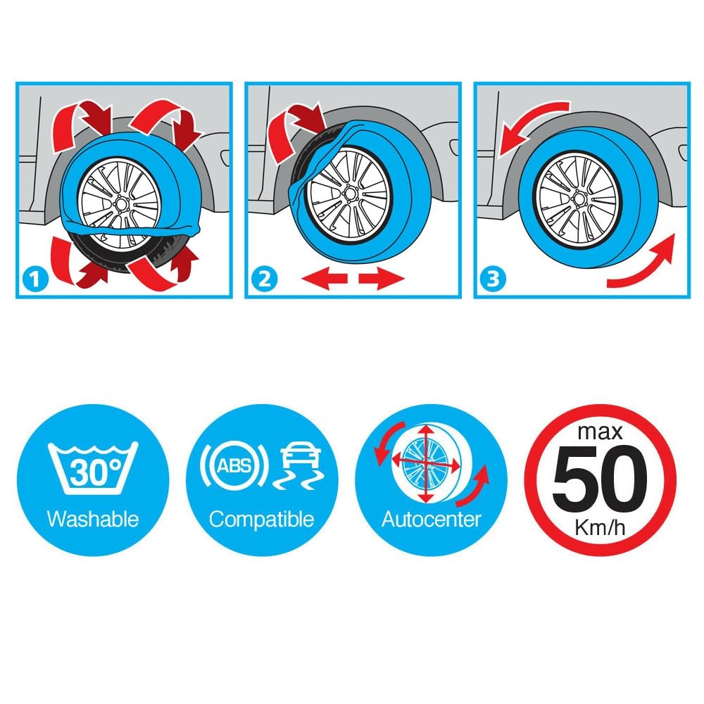 CALZE DA NEVE GHIACCIO PER PNEUMATICI 215/60 R17 CERCHIO 17 MISURA XL CALZA DA NEVE OMOLOGATA PER AUTO,SUV,4X4,FURGONI, TESSUTO ANTI-SLITTAMENTO PER TRATTI DI STRADA MISTA 1 COPPIA=2 PEZZI
