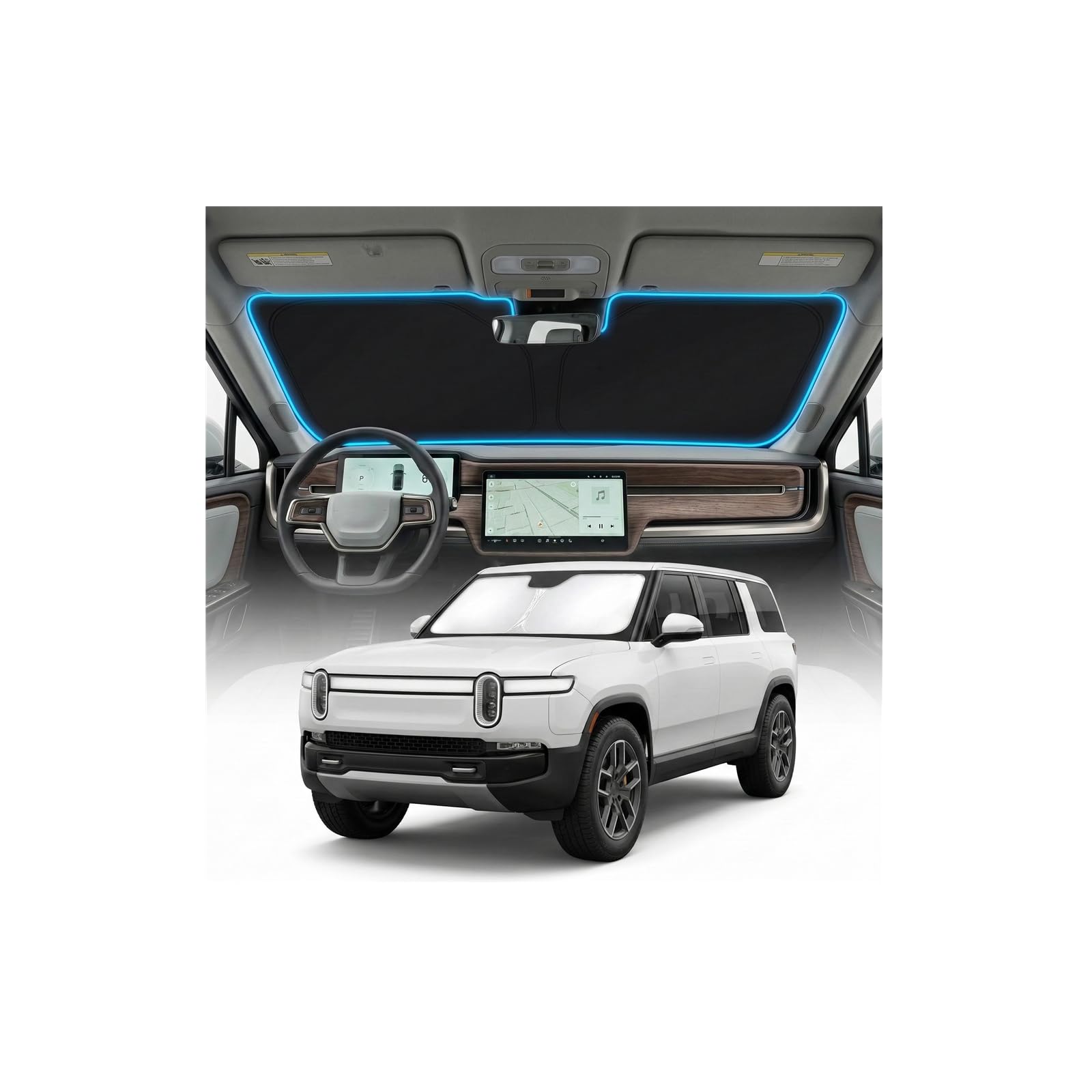 for Ford Bronco Sun Shade Windshield Cover - Custom Fit Bronco Accessories 2021-2024 2025 Sunshade Foldable UV Protection & Heat Shield Sun Visor Accessories — view 50