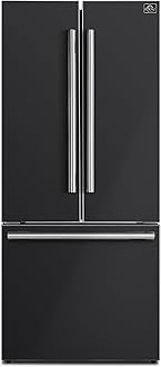 FORNO Espresso Gallipoli 30 inch French Door Black Refrigerator 17.5 cu. ft. with Ice Maker