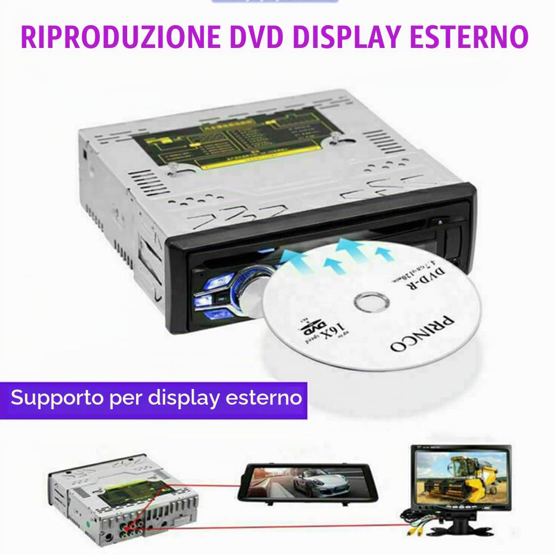 1 Din 12V Car DVD Lettore CD Veicolo MP3 Stereo Vivavoce per auto Autoradio BT Audio Radio 5014 Auto-styling Telecomando senza fili
