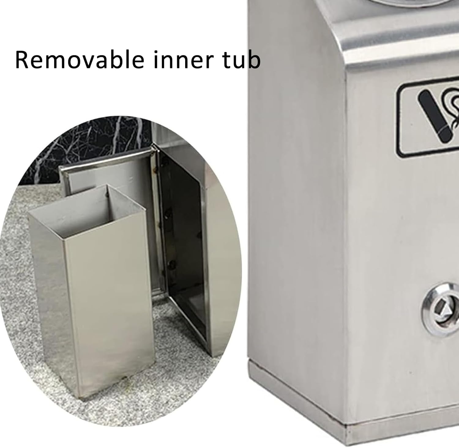 Standing Ashtray with Wall Mounted Cigarette Trash Can, Cigarette Disposal Outdoor with Lockable and Key, Commercial Cigarettes Butt Container for Clubs Office