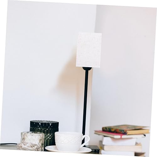Miniatura 6 de BESPORTBLE Lámpara alta de lino, pantalla rectangular de mesa, bombilla de luz, protector de jaula de luz, lámpara de escritorio, pantalla de