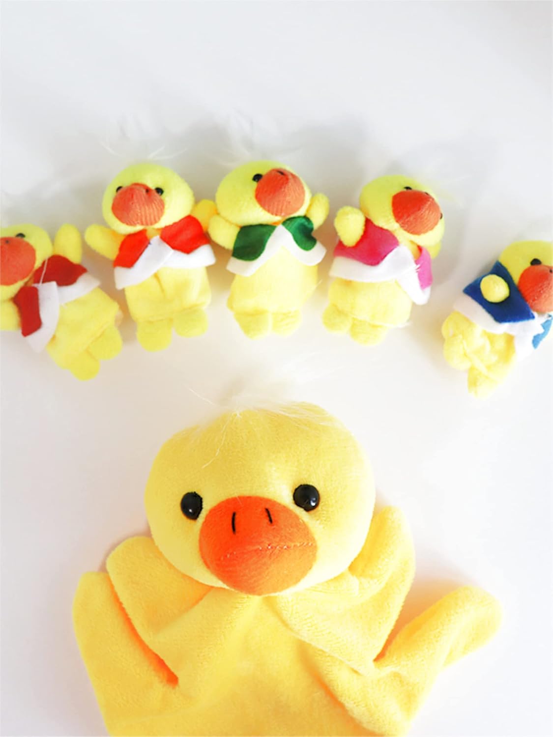 Five Little Ducks Finger Puppets, 6pcs Cute Plush Puppets