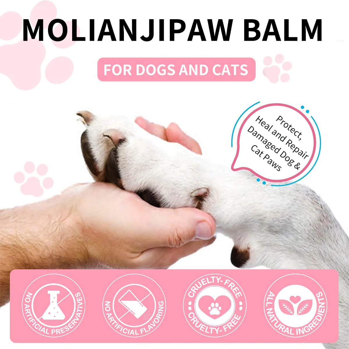 Dog Paw&Nose Balm Lick Safe1.4oz(40g),All-Natural Ingredients Pets Paw Wax,Healing Moisturizer with Coconut Oil&Honey,for Dry Cracked Dog & Cat Paws,Nose & Elbows, Horse Hoof, Joint Care - image 8