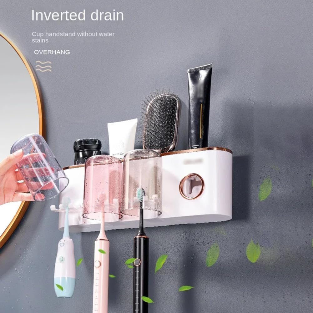 Soporte para cepillo de dientes montado en la pared, organizador de baño para cepillos de dientes 2/3/4, estante de almacenamiento de pasta de dientes, estante de maquillaje para el hogar, accesorio