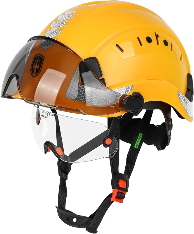 Construction Safety Helmet Hard Hat with Visor and Safety Glasses ANSI Z89.1 Cascos De Construccion Vented ABS Work Hardhat for Men&Women