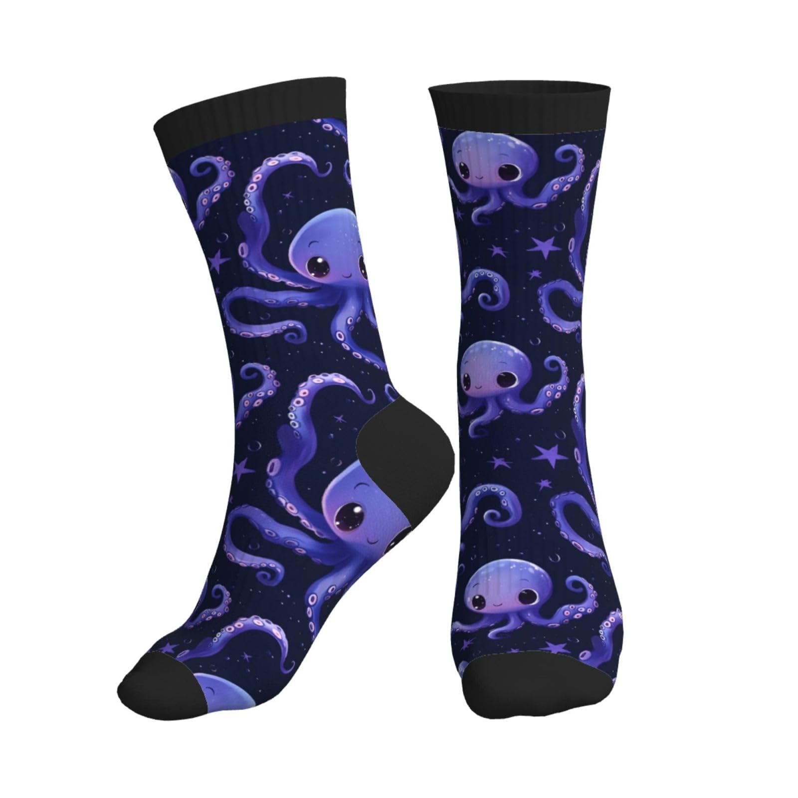 Anceky Unisex As Pic Kawaii Purple Octopus Print Crew Socks For Women Men, Cute Casual Athletic Aesthetic Sock Novelty Funny Socks