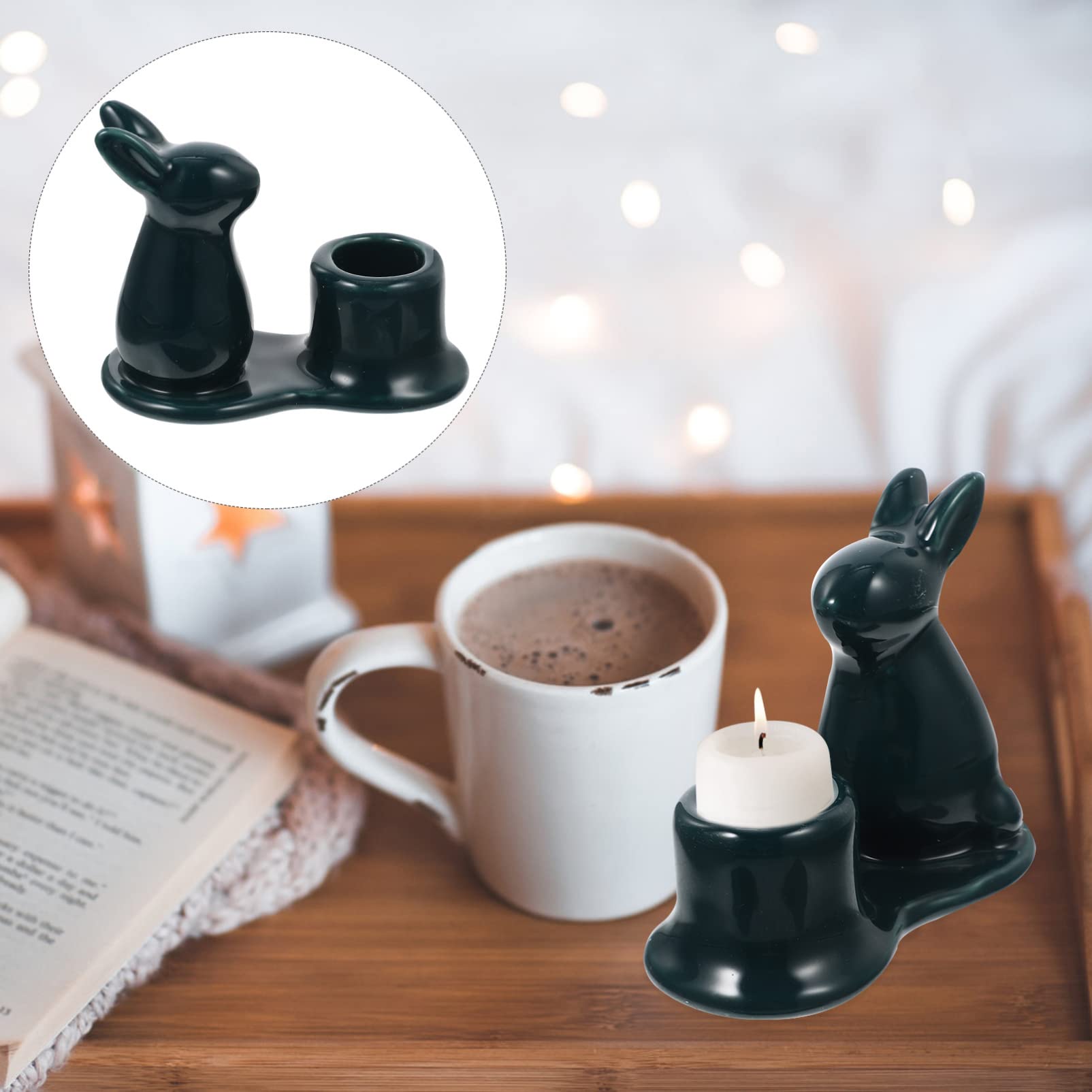 Portacandele In Ceramica Fatto A Mano A Forma Di Coniglio – Per Candele Coniche Da 2 Cm, Decorazione Casa - 4