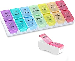 WXVOVXW ピルケース 薬ケース 薬入れ アメリカ ピルケース 1週間 ピルケース 薬ケース 1週間 1日2回 小型 携帯用 ピルケース 一週間 薬入れ 一気に補充 時短補充 小型 ピルケース 小分け 薬ケース ミニサイズ 携帯用 コンパクト 飲み忘れ防止 持ち運びやすい